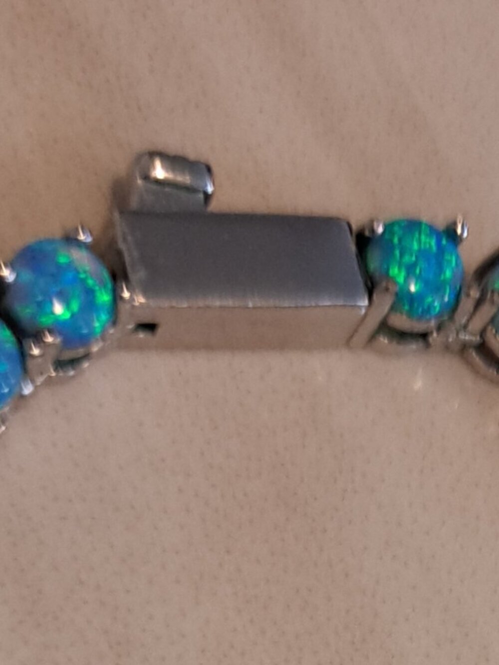 MELINDA MARIA GRAND HEIRESS TENNIS NECKLACE SILVER AND BLUE OPAL 18 INCHES - Picture 8 of 10